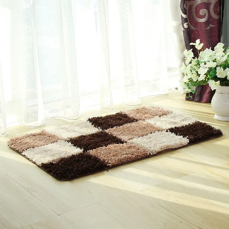 Geometric Pattern Bathroom Mat, Thick Fiber, Anti-slip Bath Carpet, Doormat, Fluffy Long HairsToilet Rugs, 3 Piece Set, Fashion