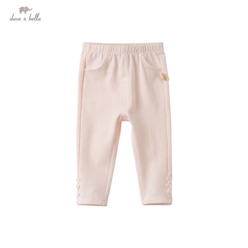 

DB16866 dave bella spring baby girls fashion bow solid pants children full length kids pants infant toddler trousers