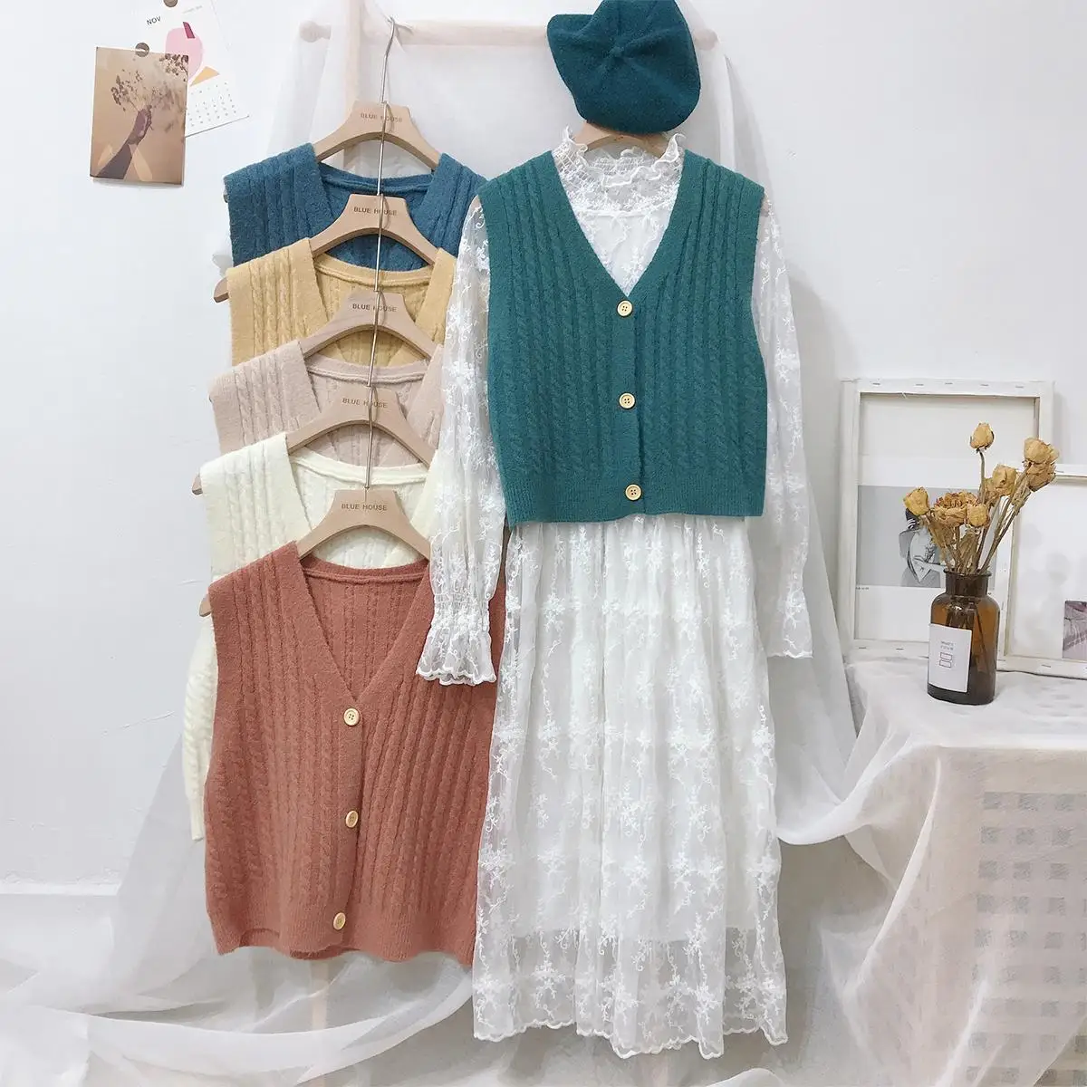 Sweater Vest Women Solid Retro V-neck Sleeveless Knitting Tops Korean Style Ulzzang 3XL Loose Casual Womens Sweaters 7colors New