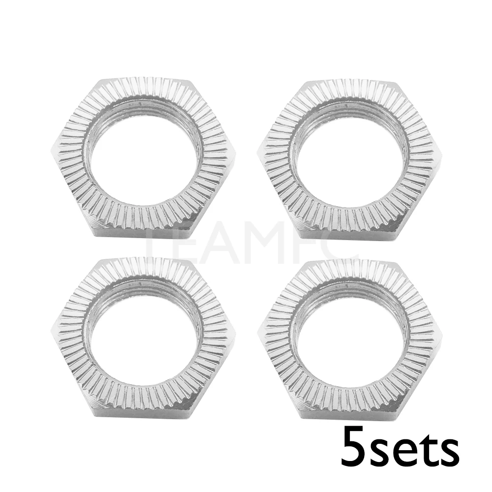 5sets 17mm Wheel Hex Adapter Nut Thread Pitch 1.25mm For 1/8 RC Model Car Upgraded Hop-Up Parts HSP