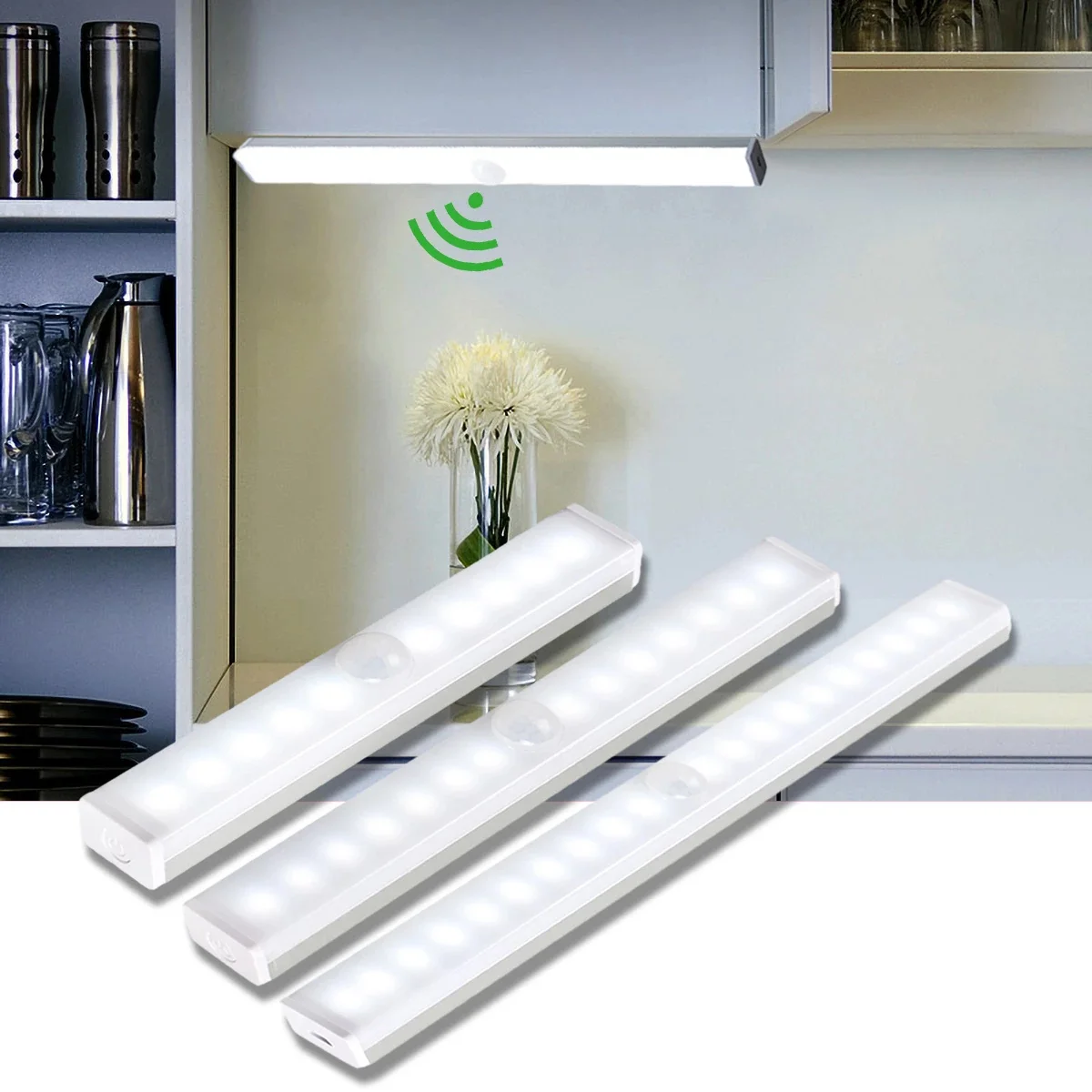 

14/20 LED Under Cabinet Lights Wireless Motion Sensor Closet Night Lamp USB Rechargeable Magnetic Wall Lamp For Kitchen Wardrobe