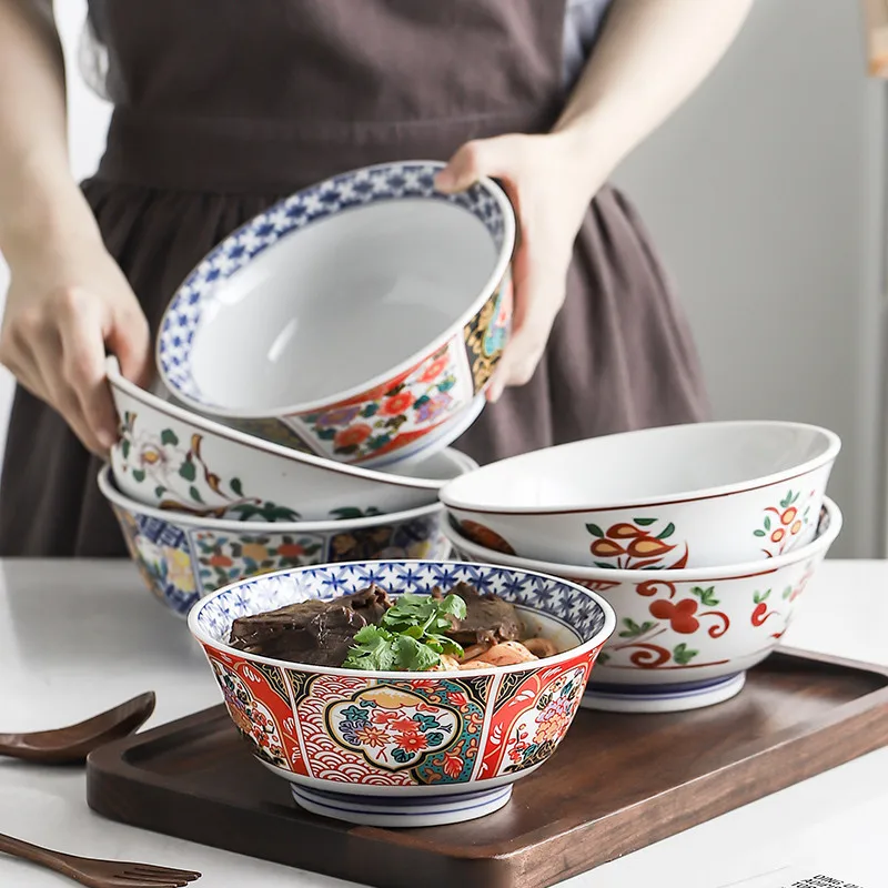 

Japanese Noodle Bowl Large Creative Noodle Bowl For Noodle Shop Fruit Salad Soup Bowl Ceramic Material Kitchen Tableware