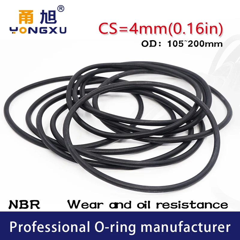 Black NBR Sealing O Ring CS4mm OD105/110/115/120/125/130/135/140/145/150/160/180/200*4mm Rubber Rings NBR Sealing Gasket Nitrile