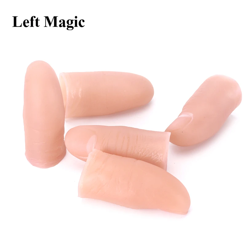 5 Pcs Soft Thumb Tip Finger Fake Magic Trick Close Up Vanish Appearing Finger Trick Props Toy Funny Prank Party