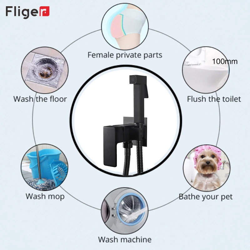 Fliger Brass Bidets Portable Bidet Sprayer Handheld Toilet Bidet Sprayer Hot Cold Water Bathroom Toilet Faucet Hygienic Shower