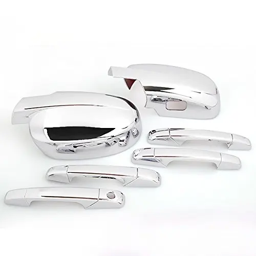 Chrome Side Door Handle + Full Mirror Cover Set For 2007-2013 Silverado Suburban Tahoe Avalanche GMC Sierra Cadillac Escalade