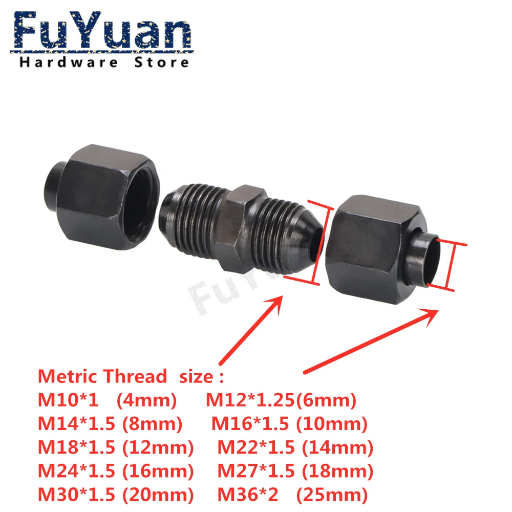 1PCS Carbon Steel High-pressure Hydraulic Double head Flaring Straight-through  6/8/10/12/14mm Connection Fittings