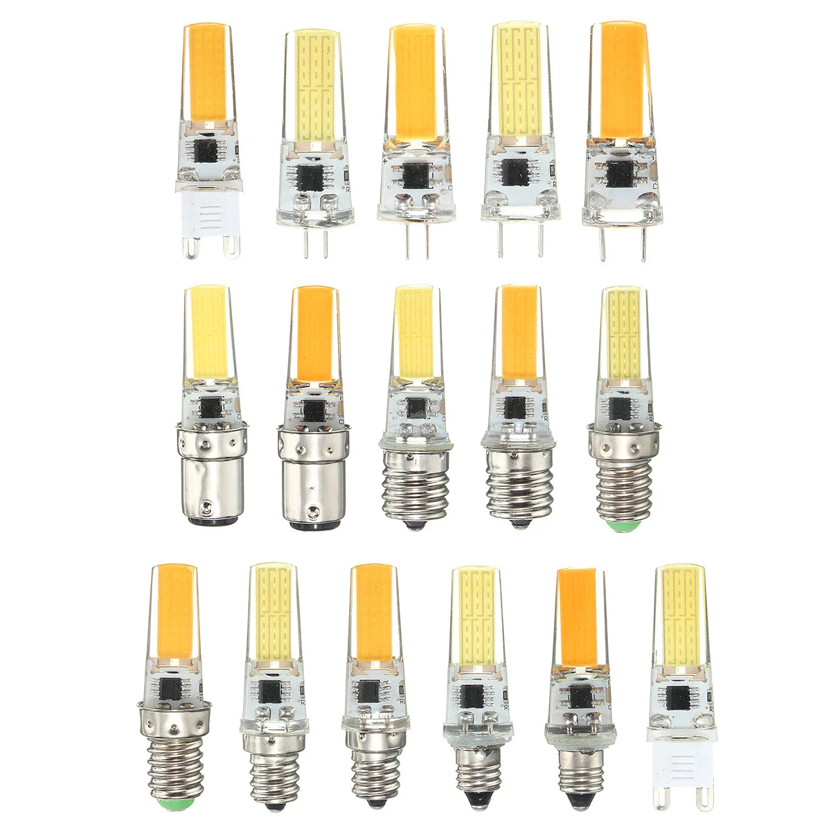 

10pcs G4 G8 G9 E12 E14 E17 BA15D Dimmable LED Bulb 110v 220v 6w 2508 COB Mini Spotlight Chandelier Crystal Replace 60w Halogen