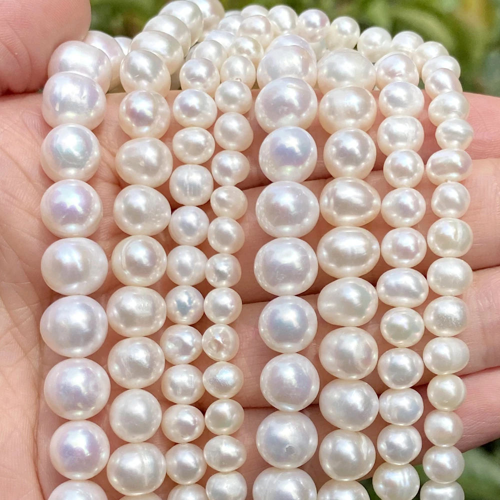 Natural Freshwater Pearl Beads High Quality Nearround Shape Punch Loose Beads for Jewelry Making DIY Necklace Bracelet