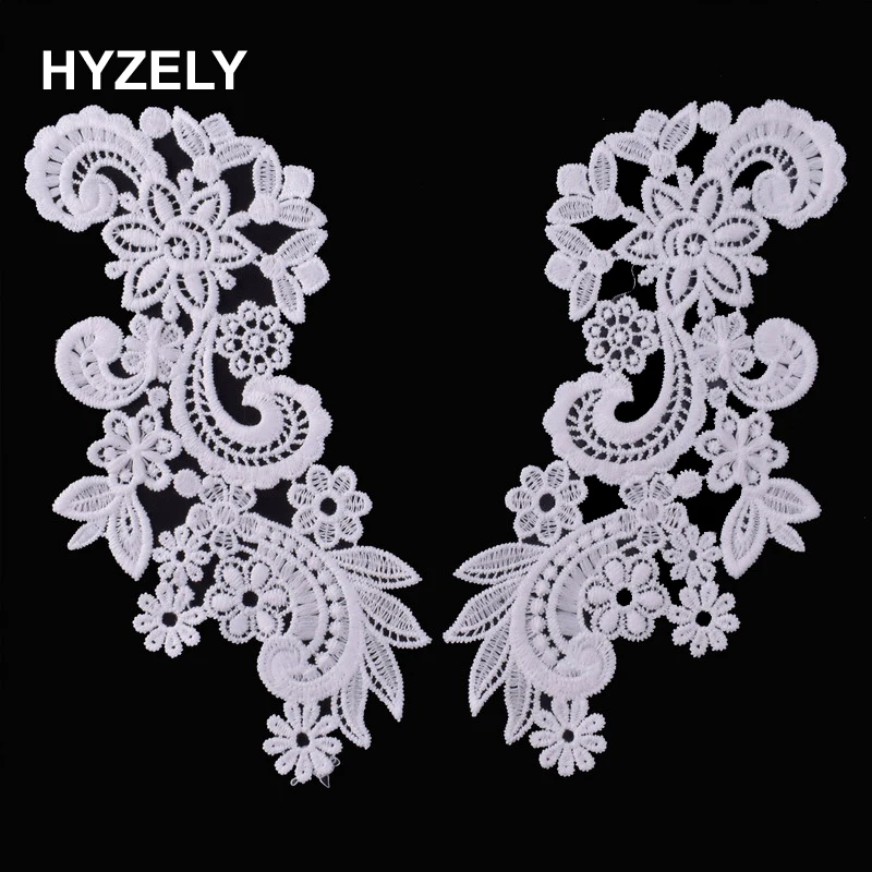 1 Pair Embroidery Neckline Collar Applique Trim Sewing White Lace Fabric DIY Women\'s Fashion Accessory Scrapbooking BW056