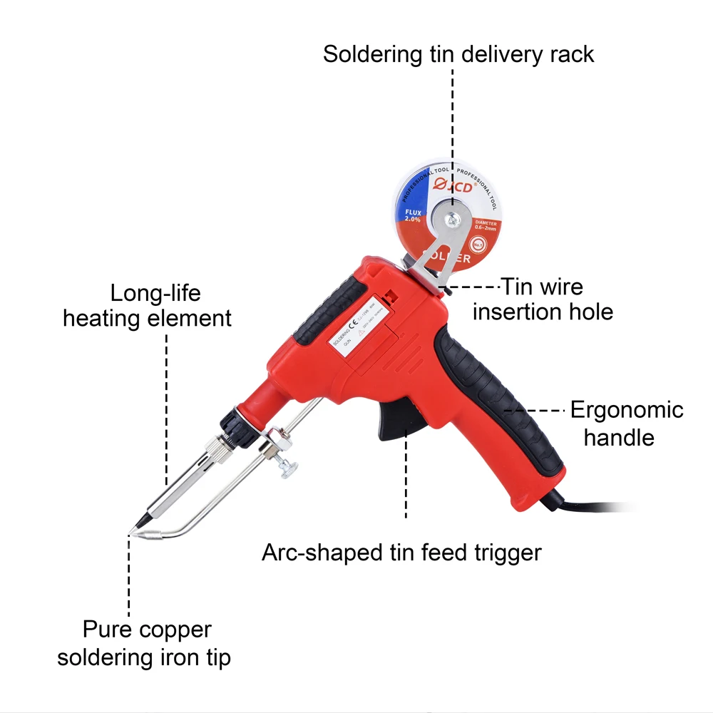 JCD Soldering Gun 80W Electronics Solder Iron Gun Kit Soldering Tools Soldering Wires for Jewelry Home DIY Circuit Board Repair