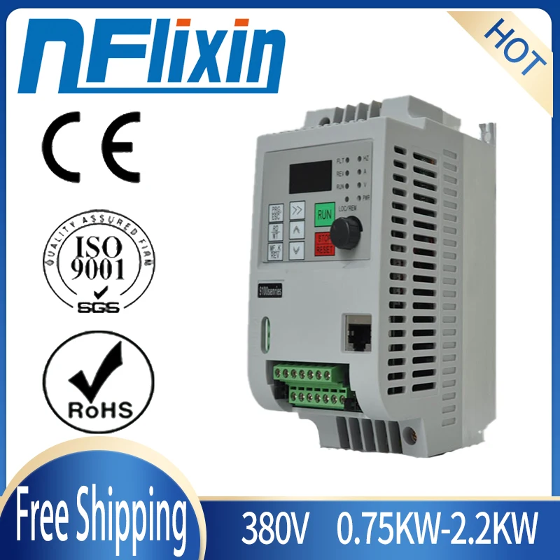 

VFD 380V 0.75KW/1.5KW/2.2KW/4 KW 2hp Variable Frequency Drive CNC Drive Inverter Converter for 3 Phase Motor Speed Control