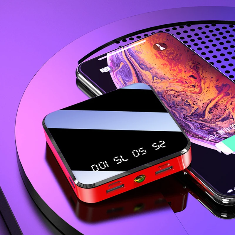 10000mAhポータブル外部バッテリー,ダブルUSB出力,LEDディスプレイ,iPhone 13 12 11 8 7用スマートフォンバッテリー