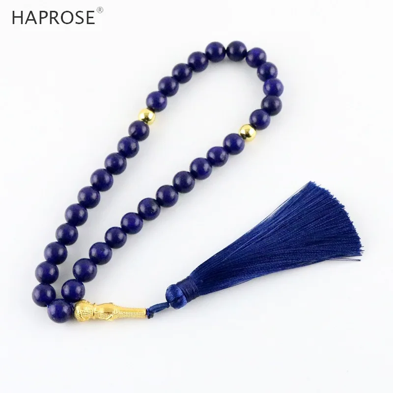 Natural Lapis lazuli Stone Rosary 33 99 Muslim Tasbih Eid Gift For Man Islam Prayer Beads Misbaha Islamic Bracelets Gift