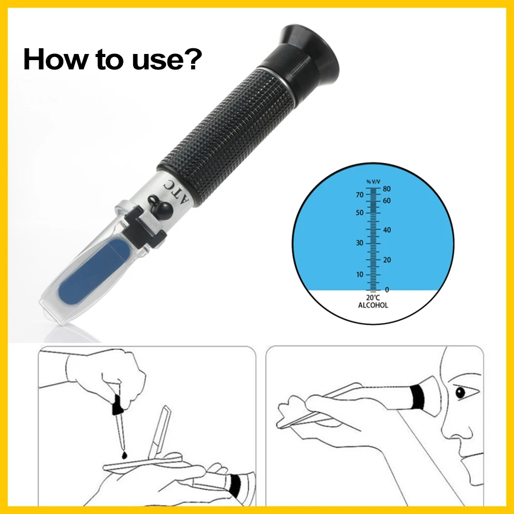 Rz Refractometer Alcohol Alcoholmeter Meter 0 ~ 80% V/V Atc Handheld Tool RZ116 Geesten Tester Alcoholmeter Refractometer