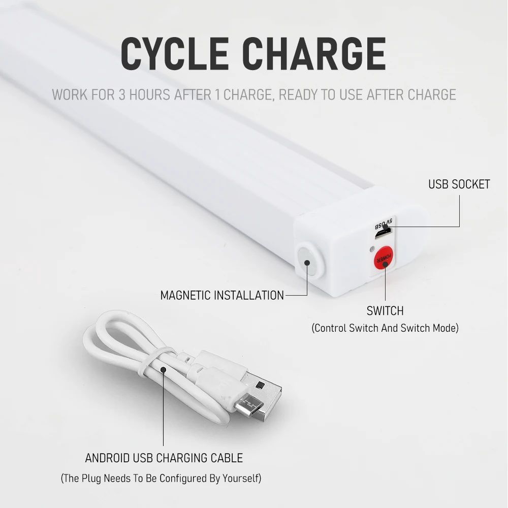 LED Night Light RGB Colorful Rechargeable Neon Tube Atmosphere Fill Lamps Handheld Lighting Decor For Home Bedroom Party Bar