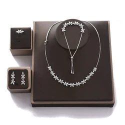 Jewelry Set HADIYANA Creative Star Shape Design Necklace Earring Ring And Bracelet Set Lady Party Zircon CN468 Conjunto de joyas