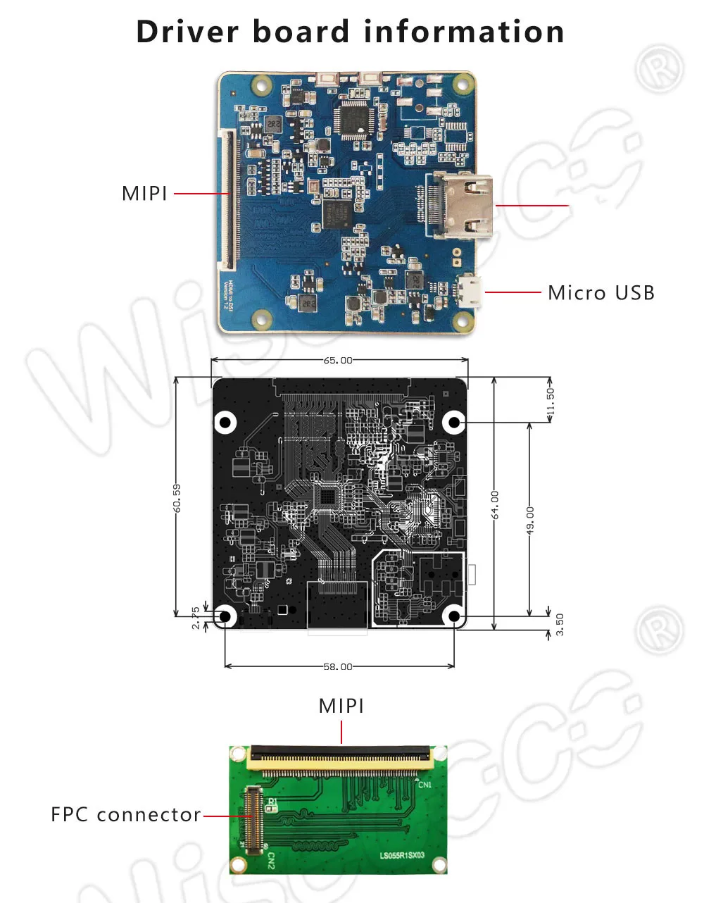 Wisecoco 5.5 Inch 2K LCD Module 2560x1440 LS055R1SX03 Light Curing Display Photon Screen MIPI Display For VR LCD 3d Printer