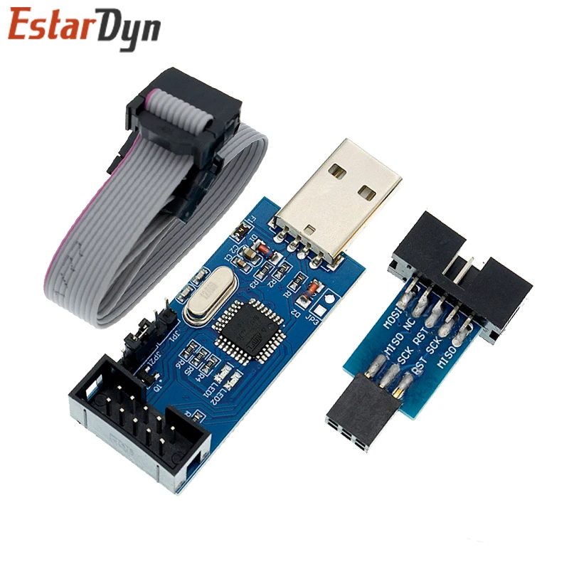 USBASP USBISP AVR Programmer USB ISP USB ASP ATMEGA8 ATMEGA128 Support Win7 64K 10Pin To 6 Pin Adapter Board