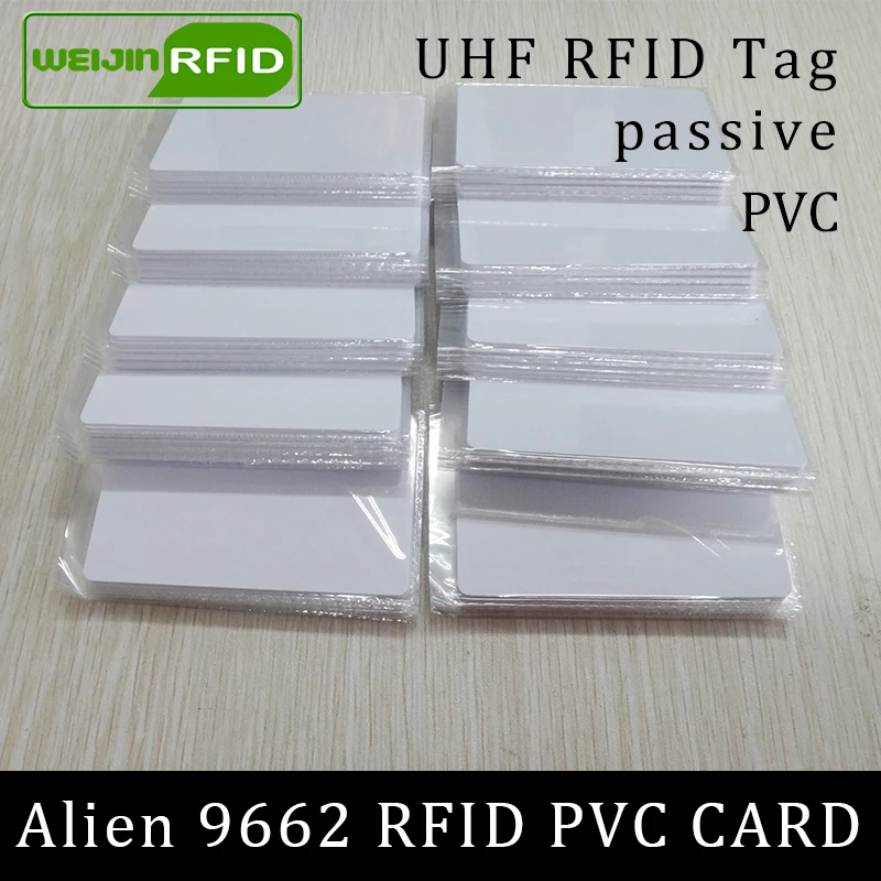 RFID tag UHF PVC card Alien 9662 EPC6C 915mhz 868mhz 860-960MHZ Higgs3 85.7*54*0.8mm long distance smart card passive RFID tags