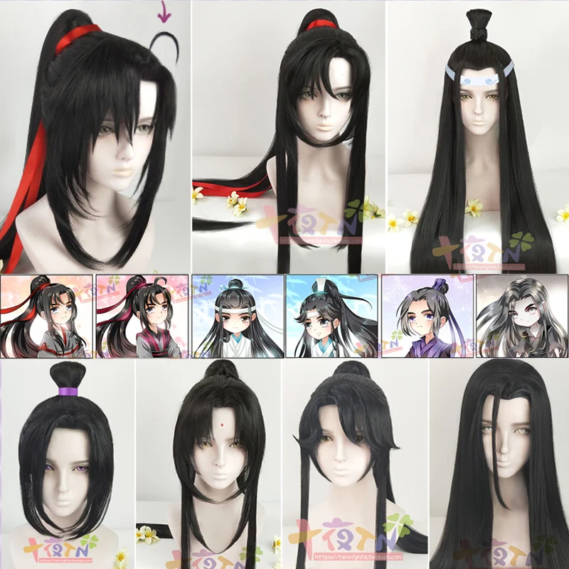 Anime Mo Dao Zu Shi Grandmaster of Demonic Cultivation Wei Wuxian Cosplay Wig for Halloween Party Wigs + Wig Cap