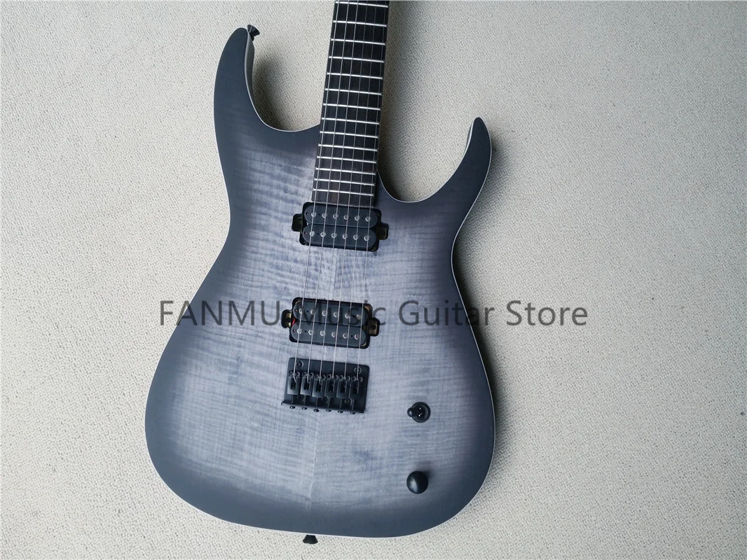 free shipping 6 strings electric guitar,matte black ASH wood body,HH pickups,fixed bridge,white binding