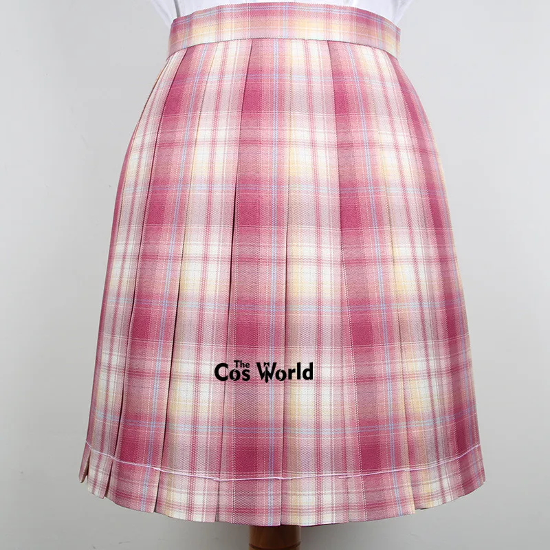 [God of Love] Girl's Summer High Waist Pleated Skirts Plaid Skirts Women Dress For JK School Uniform Students Cloths