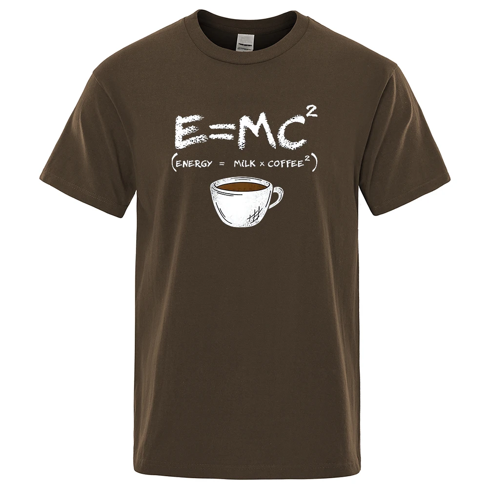 Energy=Milk+Coffee Printing Men Tshirt Casual Breathable Tshirts Funny Cotton Loose Tees Shirts Street Oversized T-Shirts Man