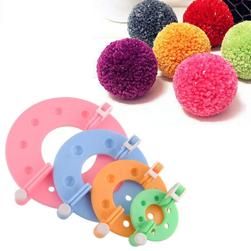 4 Teile/satz DIY Nadel Handwerk PomPom Maker Knitting Loom Kit Flusen Ball Weave Werkzeuge Tragbare 4 Größe Kunststoff Kinitting Zubehör