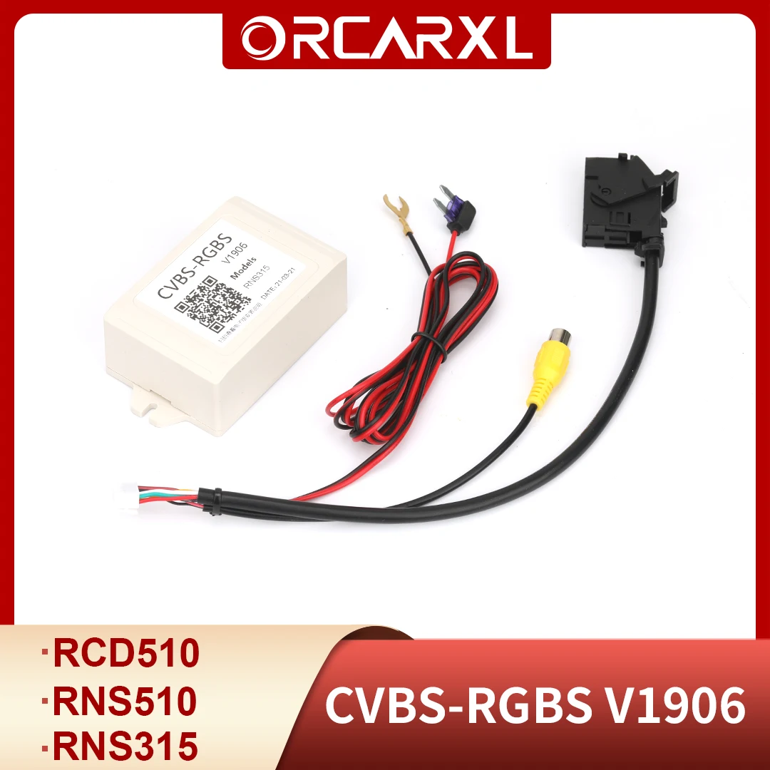 CVBS RGB Adapter AV to RGB Converter Adapter For VW for Volkswagen RCD510 RNS510 RNS510 RNS315 RCD510 Flip Logo Camera