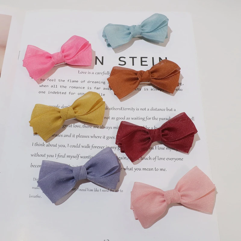 

10Set/7C Solid Color Grosgrain Bow Hairpins Bowknot Hair Clips Barrettes Fashion Princess Headwear Boutique Hair Accessories