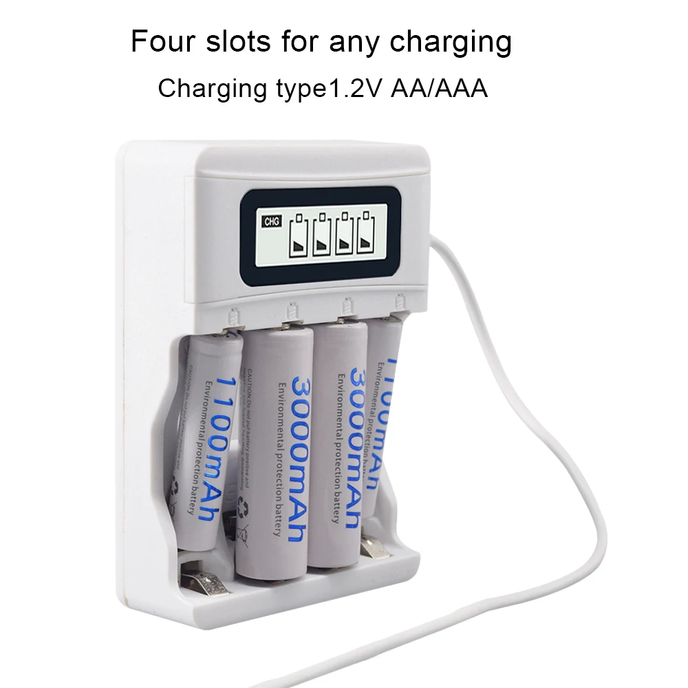 Интеллектуальный ЖК-Дисплей AA/AAA Зарядное устройство Для Ni-Cd Ni-Mh Аккумуляторы USB Интерфейс Smart Зарядные Устройства США/ЕС Plug
