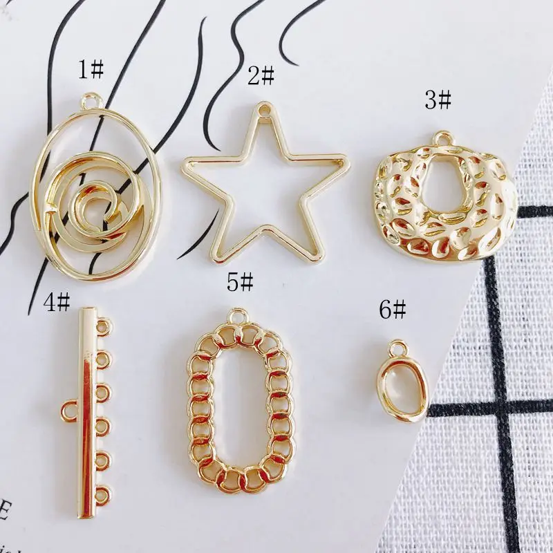 DIY alloy plating jewelry accessories wholesale simple five-pointed star geometric shaped pendant earring material accessories