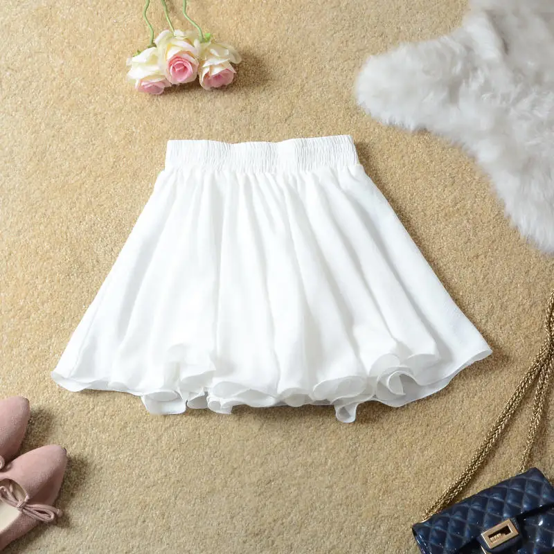 Chiffon Sexy Skirts Womens Clothing Casual Solid Spring Summer Pleated Skirt Jupe Femme Streetwear High Waist Mini Skirts Q4036