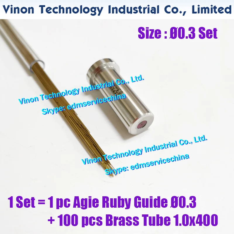 Set Ø0.3mm = 1PC 0.3mm Agie Ruby Drill Guide + 100PC 0.3x400mm Brass Tube Single Hole for EDM Hole Drilling Actspark SD1,Drill20