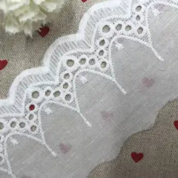 6.5CM Wide New Embroidery White Flower Lace Fabric Trim Ribbon Applique DIY Sewing Collar Ruffle Guipure Wedding Cloth Decor