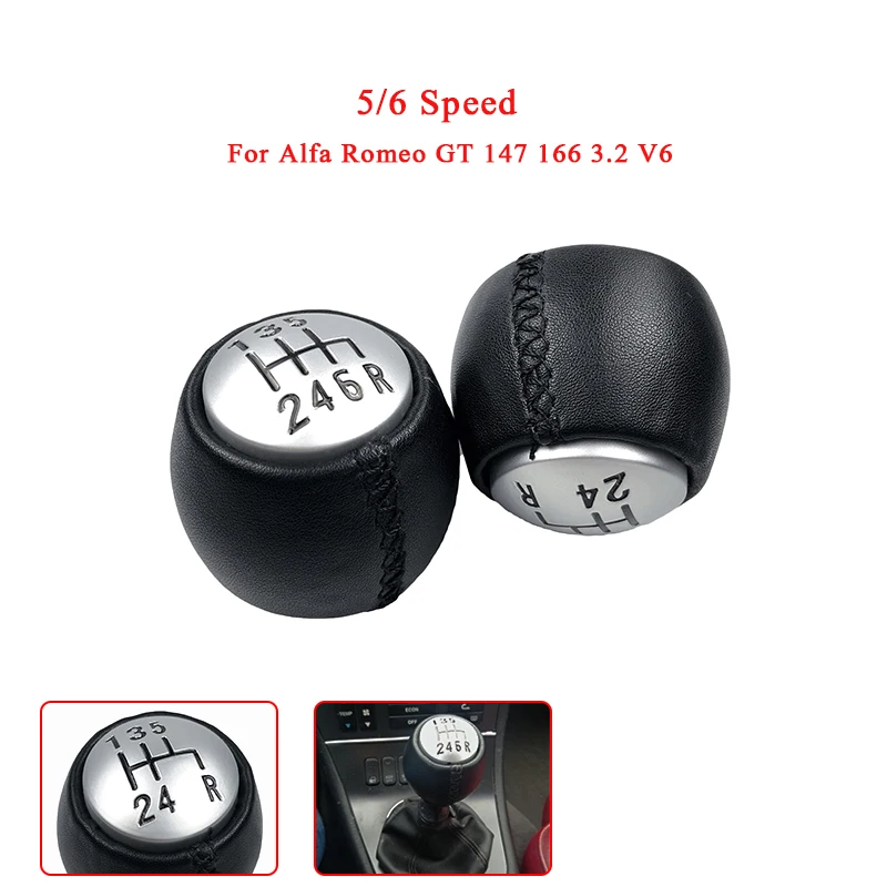 

5/6 Speed Leather Gear Shift Knob Shifter Stick Arm Pen Head For Alfa Romeo GT 147 166 3.2 V6 Car Accessories