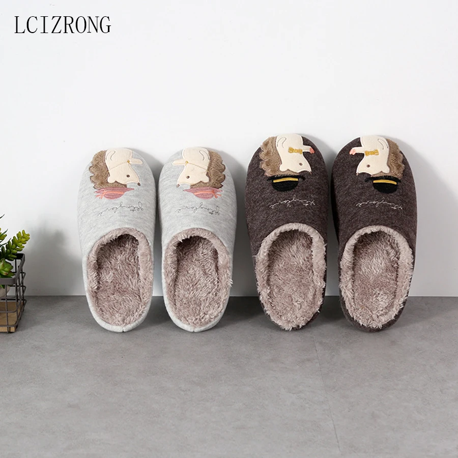 LCIZRONG 2020 New Hedgehog Harajuku Women Slippers Cotton Warm Flip Flops Snow Winter Home Slippers Woman Men Indoor Shoes Kid