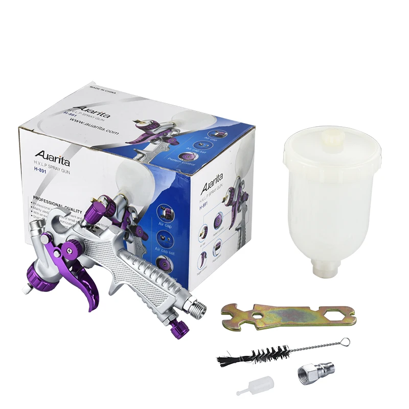 Auarita h-891 HVLP Mini Professional Paint Spray Gun 0.8mm Gravity Feed Nozzle Airbrush for TOPCOAT PAINTING