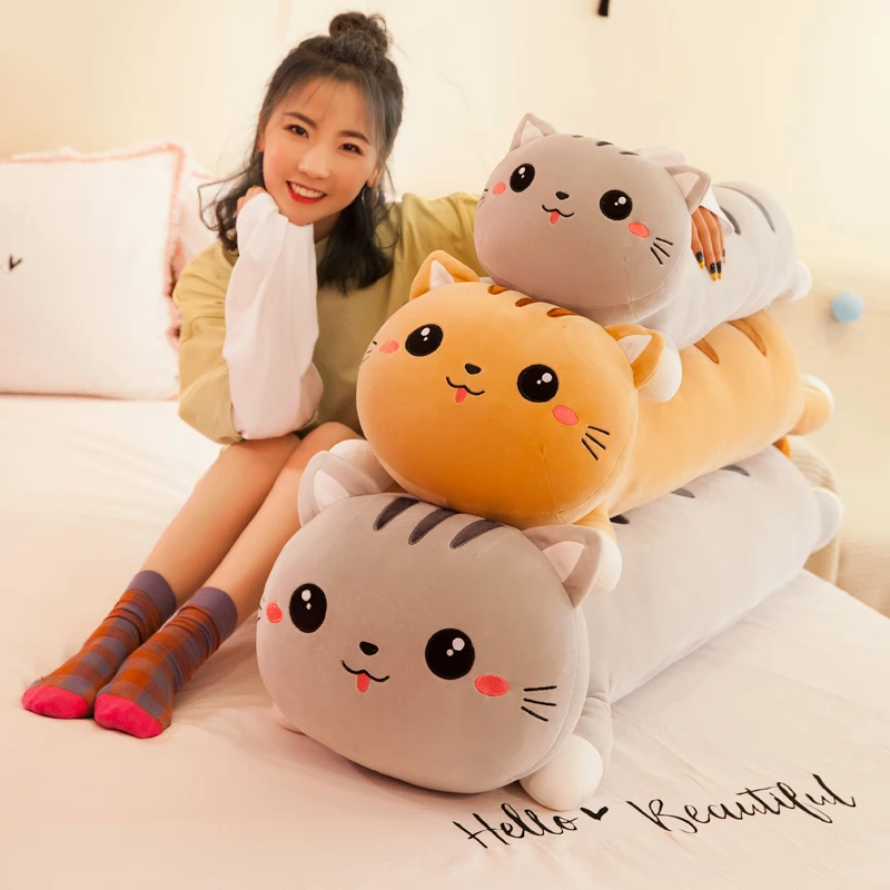 1pc 50-130cm Long Cat Pillow Plush Toy Soft Stuffed Plush Animal Dolls Cushion for Kids Girls Home Decor Gifts