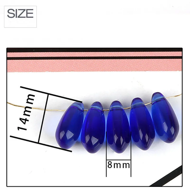 5pcs/8*14mm Water Drop Czech Glass Bead Pendant DIY Handmade Material Ancient Wind Step Hairpin Head Jewelry Accessories