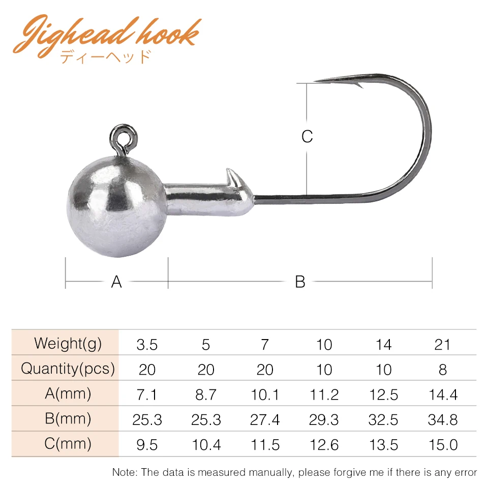 TSURINOYA 3.5g 5g 7g 10g 14g 21g Crank Lead Jig Head Fishing Hooks Soft Worm Lure Fishing group Tackle Aaccessories