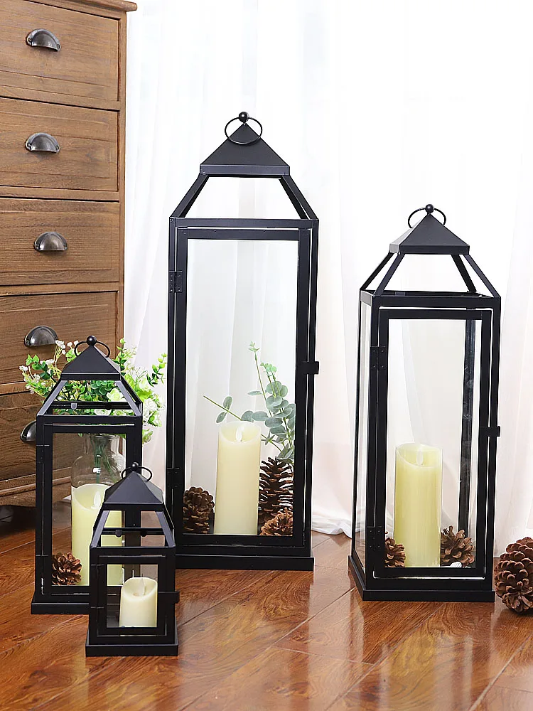 レトロ高級鉄キャンドルホルダー結婚式クリスマス装飾ガラス