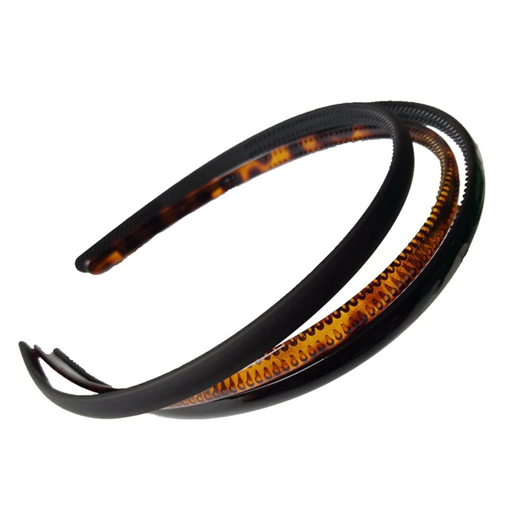 Women Classic Black Brown Plastic Headbands Thin Plain Bright Color Hairbands Non-slip Hair Hoop For Girls Daily Wear