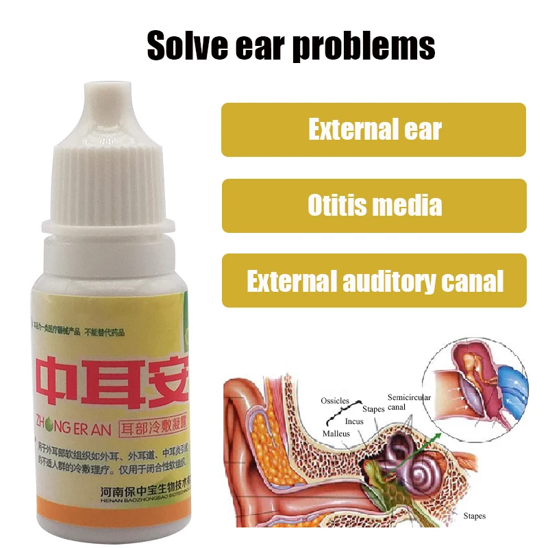 10ml Ear Liquid For Tinnitus Deafness Sore Chinese Herbal Medicine Acute Otitis Drops Health Caring Inner Ear Cleansing Drops