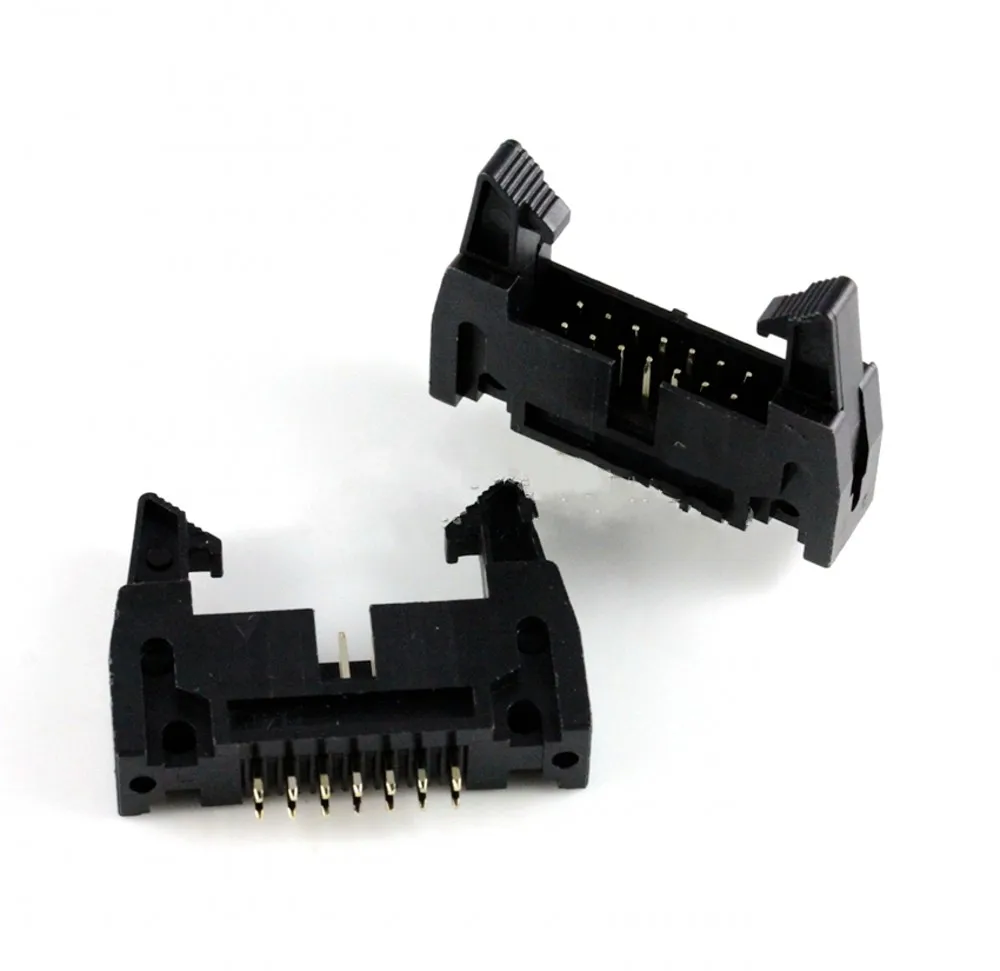 100PCS DC2 2.54mm Pitch Straight / Right angle Hook Horn Socket Connector 10/14/16/20/26/30/40P For Flat Ribbon Cable IDC Socket