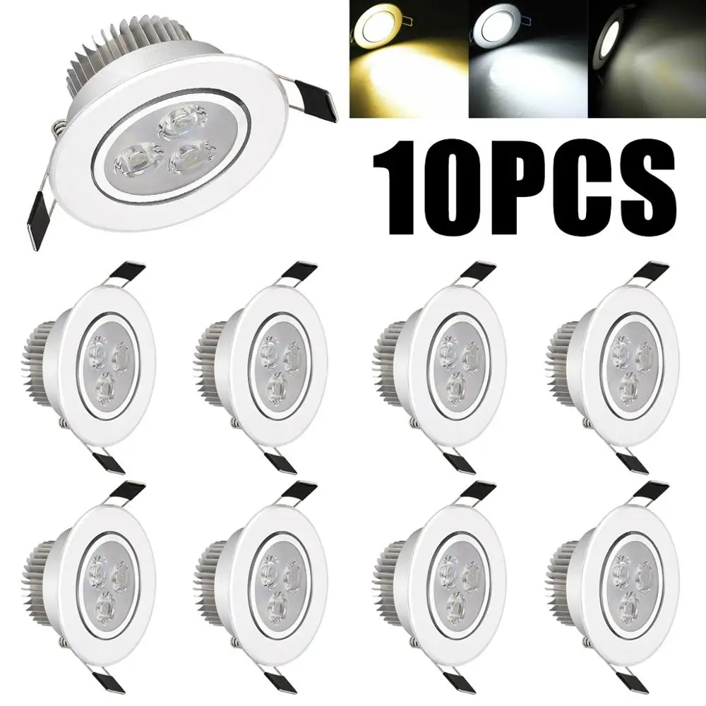 10Pcs 6W Dimmable LED Recessed Ceiling Down Light Cool Warm Natural White Lamp 220V 110V Downlight Spotlight for Home Hotel Roof