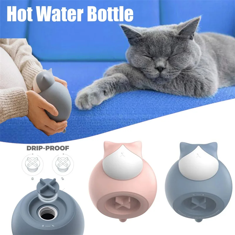 Creative Cat Hot Water Bottle Home Cute Small Silicone Water Injection Bag Hand Warmer with Hand Warmer Gift Warm Hands