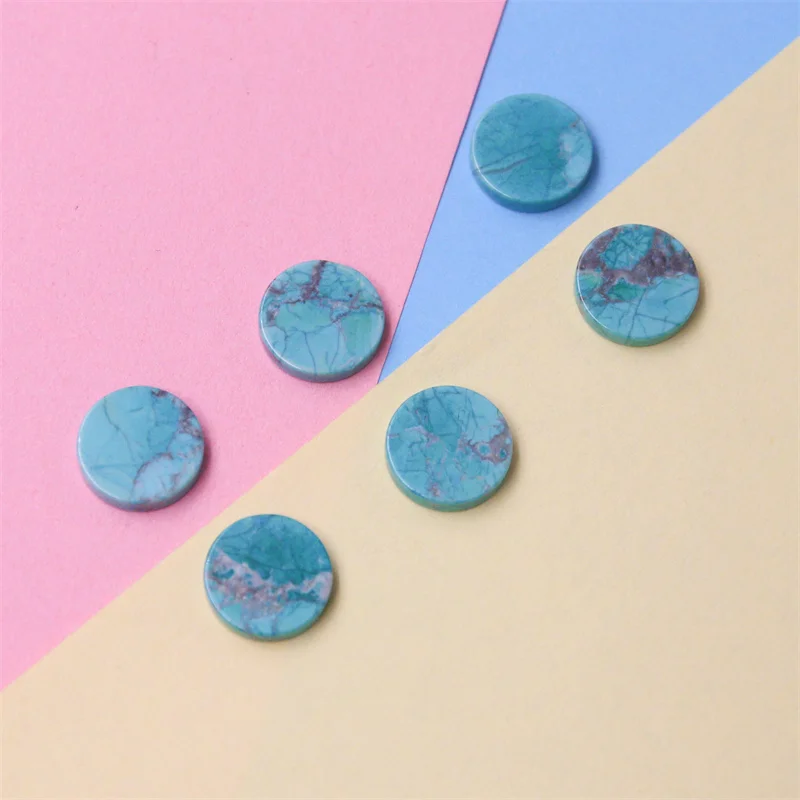 5pcs Dyed Howlite Imitation Turquoise Cabochons Disc Flat Round 8-20mm Natural Stone For Making Jewelry Ring Earings DIY Pendant