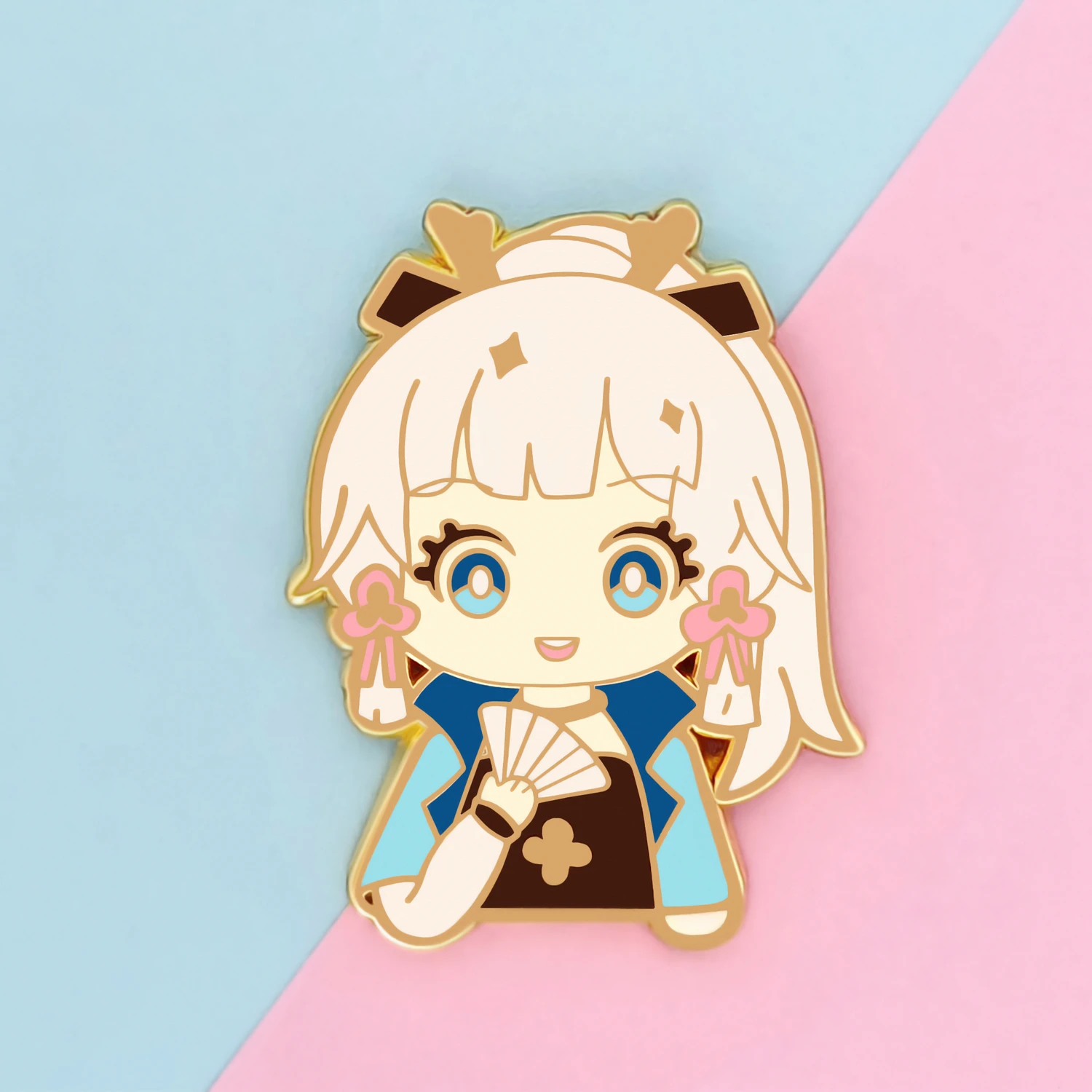 Genshin Impacts Kamisato Ayaka Hard Enamel Pin Cute Cartoon Girl Elegant Egret Princess Brooch Anime Game Fans Pins Jewelry Gift